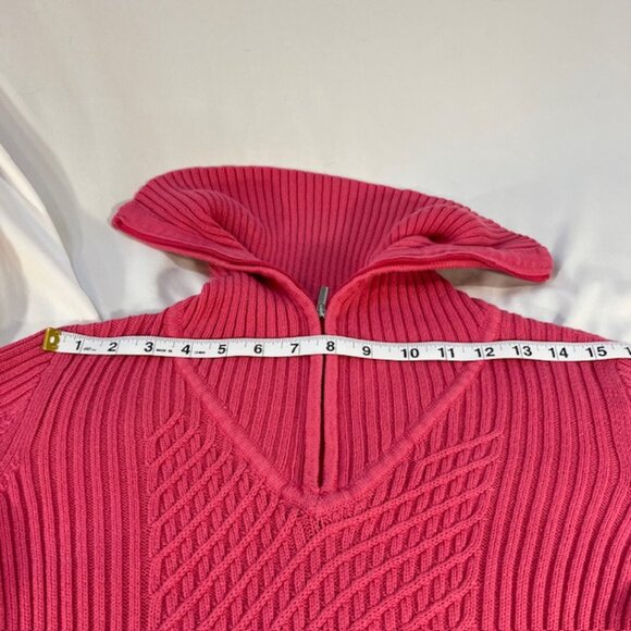 Liz Claiborne Women's Pink Cable Knit Sweater 3/4 Zip Size S - Picture 6 of 13